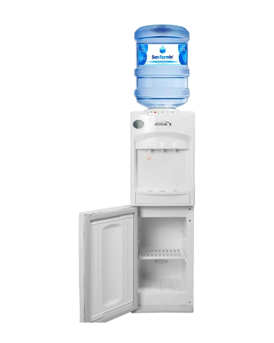 Dispensador eléctrico de agua fría y caliente con un botellón San Fermín.